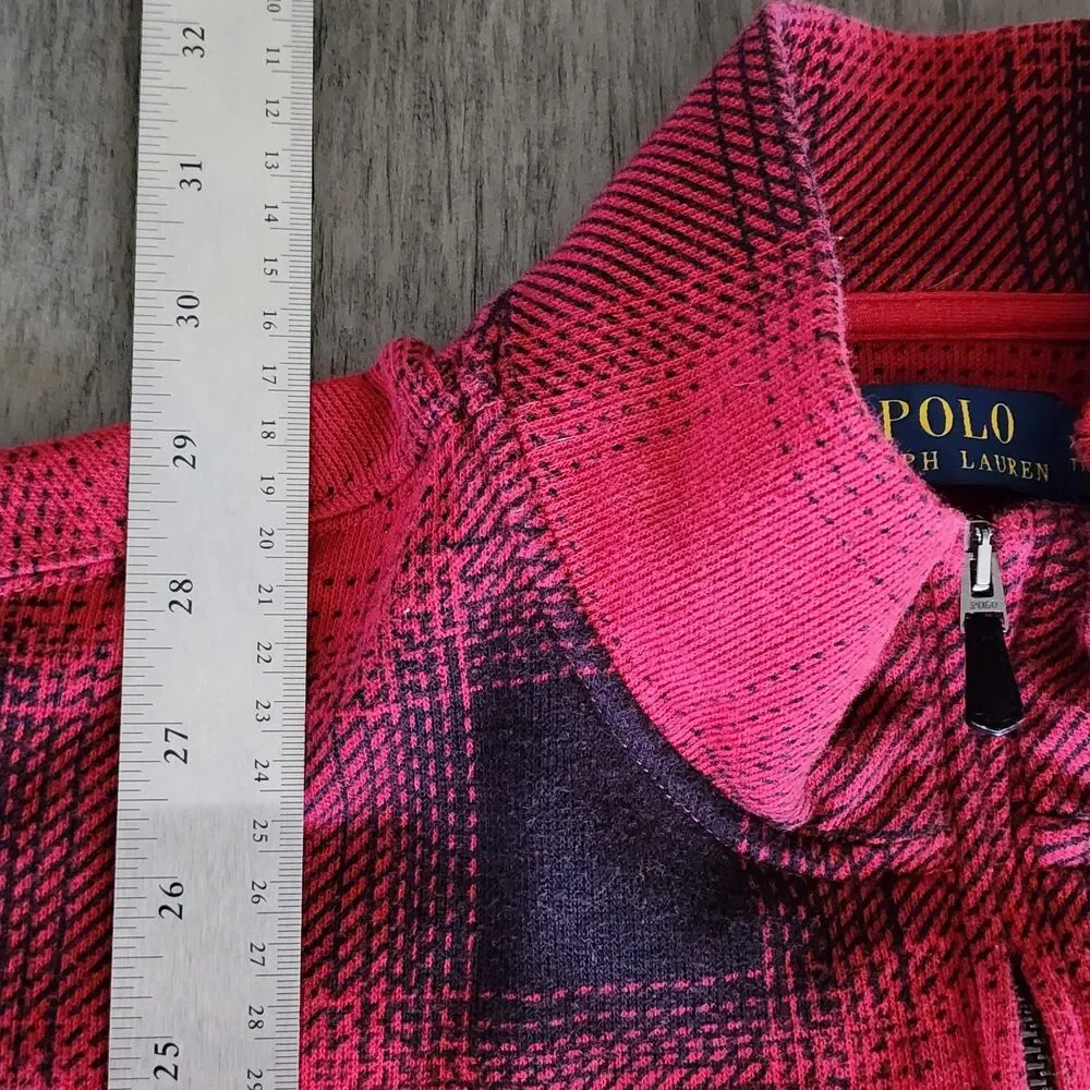 Polo Ralph Lauren Men’s XXL 1/4 Zip Pullover Sweatshirt Red Black Buffalo Plaid